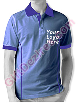 Designer Imperial Blue and Blue Color Logo Custom T Shirts